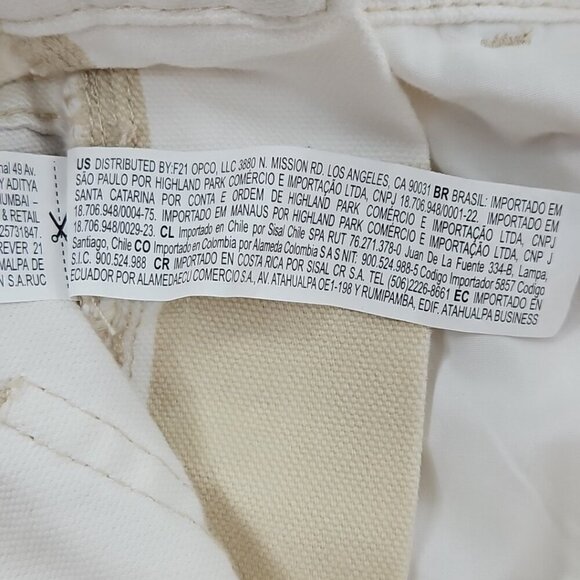 Forever 21 Men/Unisex Bib Overalls Size M (36x30) Beige White Color Block EUC - Picture 13 of 16